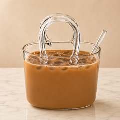 Glass Handbag with Glass Straw